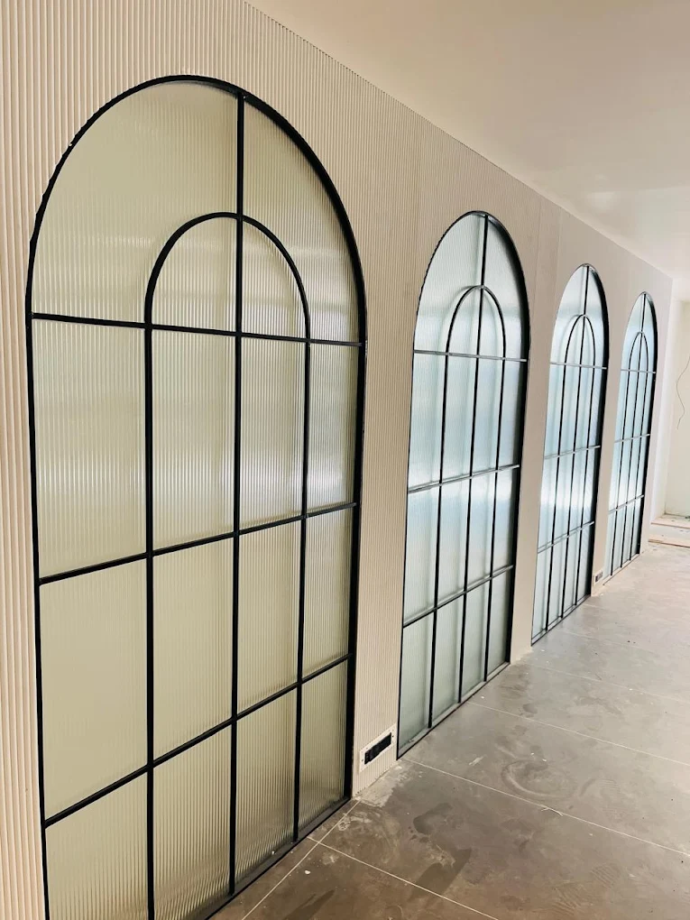 Commercial sliding glass door installation